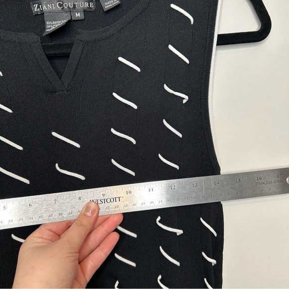 Y2K style Ziani Couture black and white‎ sleeveless blouse size medium - Picture 6 of 7